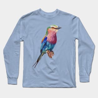 Lilac-Breasted Roller Bird Painting (no background) Long Sleeve T-Shirt